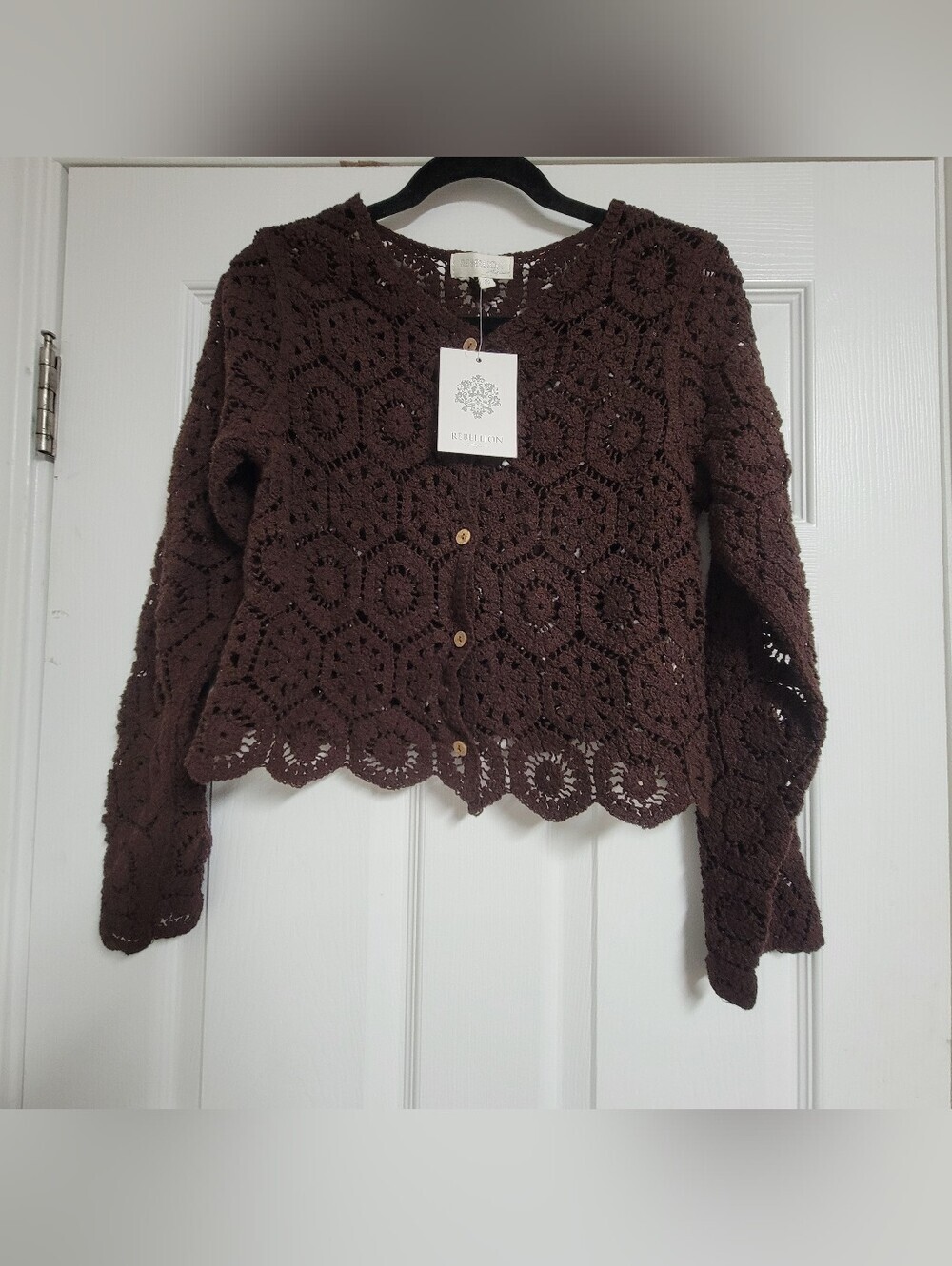 Rebellion NWT Crochet Cardigan Sweater Size Small.